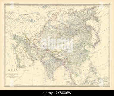 Asien. Arabien Persien Siam Birma Indien China Russland 50x60cm. JOHNSTON 1876 Karte Stockfoto