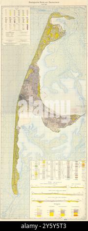 Insel Sylt. Geologische Karte von Deutschland. 170x68cm geologische Karte 1952 Stockfoto