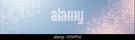 Abstrakter digitaler Technologiehintergrund mit Leiterplattenstruktur. Abstrakter Hintergrund des Zahnradmechanismus. Konstruktionskonzept für Poster, Header Stock Vektor