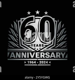 Design-Vorlage für 60-jähriges Jubiläum. Logo zum 60-jährigen Jubiläum. Vektor und Illustration. Stock Vektor