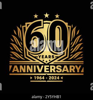 Design-Vorlage für 60-jähriges Jubiläum. Logo zum 60-jährigen Jubiläum. Vektor und Illustration. Stock Vektor