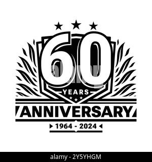 Design-Vorlage für 60-jähriges Jubiläum. Logo zum 60-jährigen Jubiläum. Vektor und Illustration. Stock Vektor