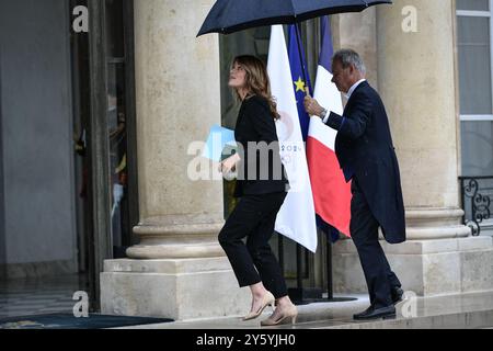 Paris, Frankreich. September 2024. Der französische Regierungssprecher Maud Bregeon trifft am 23. September 2024 im Elysee-Palast für den Ministerrat in Paris ein. Foto: Firas Abdullah/ABACAPRESS. COM Credit: Abaca Press/Alamy Live News Stockfoto