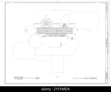 Mark Twain House - HABS-Zeichnung - Attic Plan - Mark Twain House, 531 Farmington Avenue, Hartford, Connecticut, USA Stockfoto