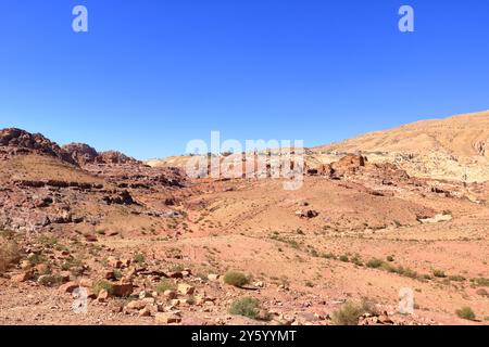 Wadi Musa, die Stadt im Süden Jordaniens und die nächstgelegene Stadt zur archäologischen Stätte Petra Stockfoto