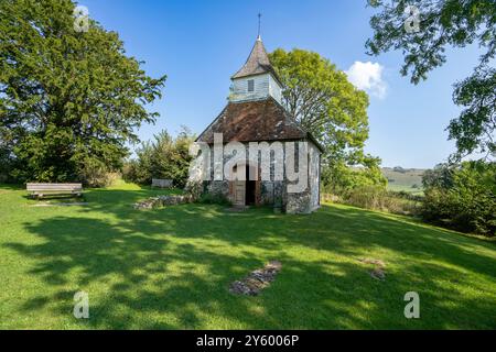 Lullington Church, auch bekannt als Church of the Good Shepherd, in den South Downs bei Lullington in East Sussex Stockfoto