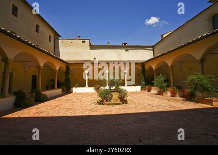 Pienza, Siena: Während seines Besuchs von Corsignano Castel, Silvio Enea Piccolomini, auch bekannt für sein Pontifikat unter dem Namen Papst Pio II., entwickelt sich Stockfoto