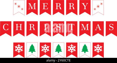Frohe weihnachtsbanner mit weihnachtsschmuck auf weißem Hintergrund Stock Vektor
