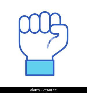 Protestfaust. Menschen, die für Menschenrechte protestieren, Gleichstellungsbewegung gegen Diskriminierung. Geballte Faust hochgehoben. Fitnessstudio-Logo. Vektorabbildung. Stock Vektor