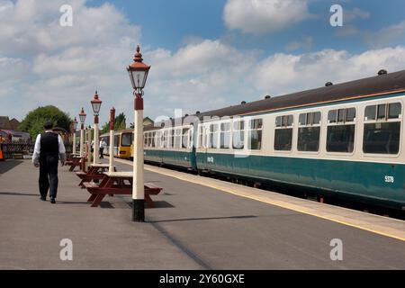 Wensleydale Heritage Railway Leeming nach Leyburn, Lower Swaledale, Yorkshire Dales, England Stockfoto