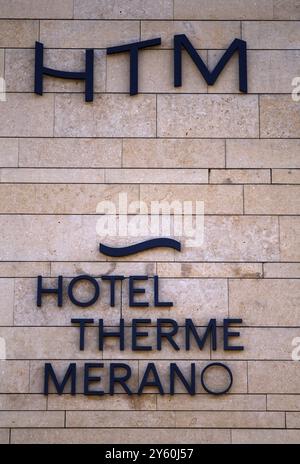 Logo, Hotel Terme Meran, Meran, Meran, Südtirol, autonome Provinz Bozen, Italien, Europa Stockfoto