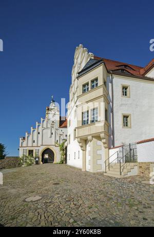 Renaissance-Schloss Colditz mit Fluchtmuseum über alliierte Kriegsgefangene und Jugendherberge, Colditz, Sachsen, Deutschland, Europa Stockfoto