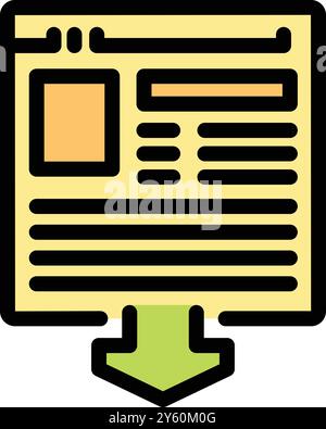 Stilisiertes Symbol einer Webseite, die aus dem Internet heruntergeladen wird Stock Vektor