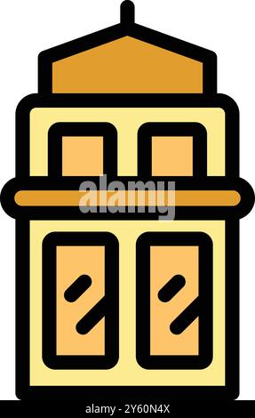 Einfaches zweistöckiges Gebäude mit einer Dachgeschoss-Vektorillustration für Webdesign oder mobile App Stock Vektor
