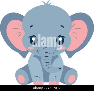 Niedliches Bild eines Elefanten auf weißem Hintergrund. Vektor Stock Vektor
