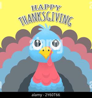 Frohe Thanksgiving-Banner. Cartoon truthahn Vogel. Vektorhintergrund EPS10 Stock Vektor