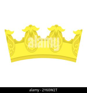 Symbol der goldenen Vektorkrone. Einfaches Kronendesign mit Queen- oder King-Gelb-Krone. Königliches kaiserliches Krönungssymbol. Stock Vektor
