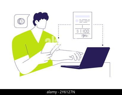 Bezahlte Online-Vektorillustration für abstrakte Konzepte. Stock Vektor