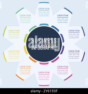 10 Schritte Infografik Kreisdesign 10 Schritte, Objekte, Elemente oder Optionen Infografik-Vorlage für Geschäftsinformationen Stock Vektor