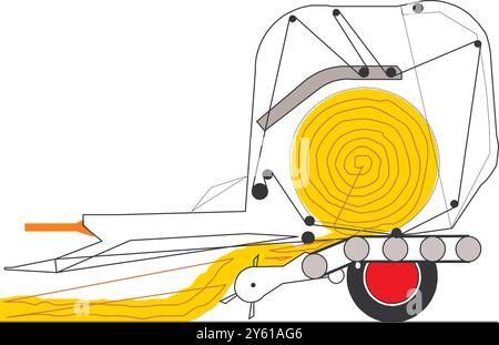 Ballenpresse – Illustration des runden Vektordesigns der Kammer Stock Vektor