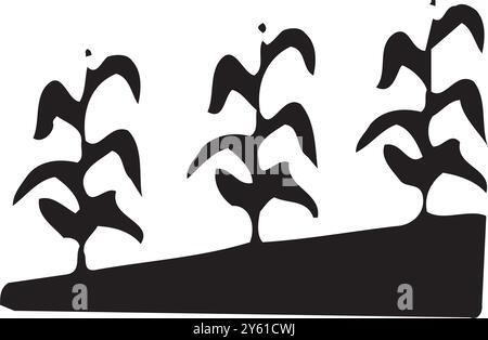 Schwarze Maisfeld-Skizze im Vintage-Stil auf weißem Hintergrund. Vintage-Naturillustration Stock Vektor