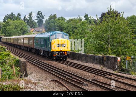 Erhaltene Klasse 45 (BR Typ 4) 45118 der königliche Artilleristen. Allgemein bekannt als ein Peak, wird gesehen, wie man das Chirk-Viadukt auf einem Testzug von Crewe HC t überquert Stockfoto