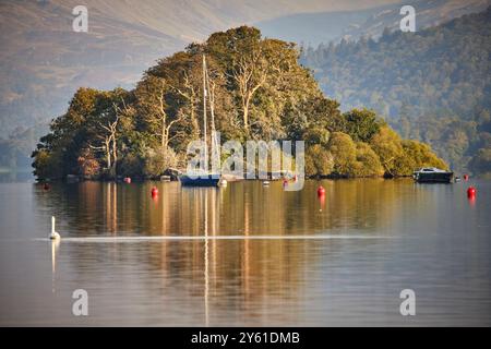 Eine kleine Insel auf Windermere im Lake District Englands größtem See Stockfoto