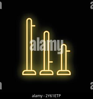 Leuchtendes, gelbes Symbol, das Barrieren für die Warteschlangenkontrolle darstellt, ideal für Themen wie Crowdmanagement, Organisation oder Veranstaltungen Stock Vektor