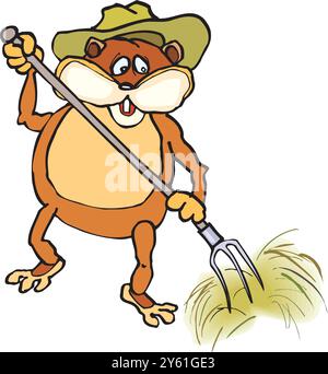 Nettes kleines Chipmunk Landwirt Vektor-Design Illustration Stock Vektor