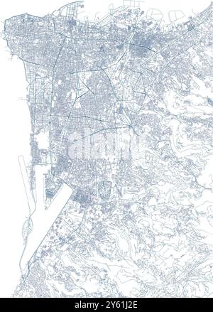 Straßen von Beirut, Stadtplan, Libanon. Gebäude und Straßen, Vektor Stock Vektor