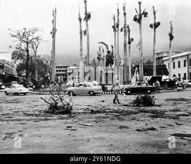CYCLONE CAROLE CYCLONE DAMAGES PORT LOUIS 11 MÄRZ 1960 Stockfoto
