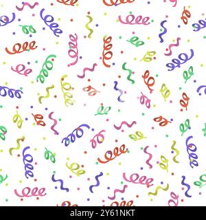 Vektor-Konfetti fällt auf weißen Hintergrund. Feierliches Feuerwerk. Karnevalskonfetti nahtloses Muster. Stock Vektor