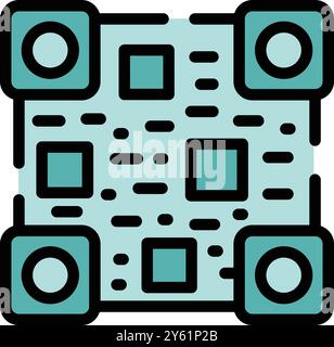 Der QR-Code wird angezeigt und zeigt Quadrate und Punkte, die das Scannen und den Zugriff auf eingebettete Informationen ermöglichen Stock Vektor