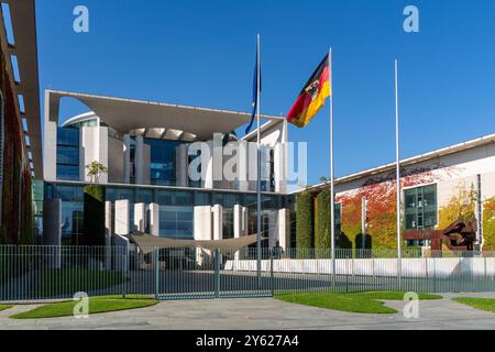 Berlin 2024: Das Bundeskanzleramt ist der offizielle Wohnsitz des Bundeskanzlers. Stockfoto