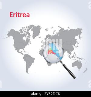 Vergrößerte Karte und Flag für Eritrea, vergrößerte Karten für Eritrea, Vektorgrafik Stock Vektor