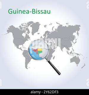 Guinea-Bissau vergrößerte Karte und Flagge, Guinea-Bissau Vergrößerungskarten, Vektor-Kunst Stock Vektor