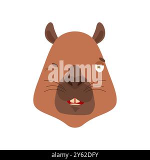 Capybara winkt Emoji-Avatar. Face Nagetier Happy Emotion. Vektorabbildung Stock Vektor