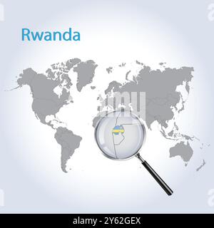 Ruanda vergrößerte Karte und Flagge, Ruanda vergrößerte Karten, Vektorgrafik Stock Vektor