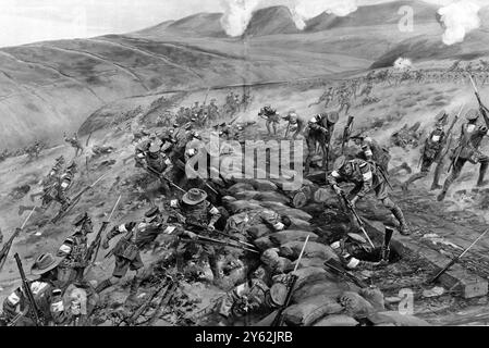 The Battle by the Lone Pine auf dem Plateau von 400 bei Anzac : Eine große australische Meisterleistung . Die australische Brigade attackierte am 25 . April 1915 in einer außergewöhnlichen Aktion die versteckten Türken durch Spählöcher im überdachten Graben des Feindes . 25. September 1915 Stockfoto