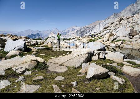 Tal mit großen Felsbrocken, High Sierra Trail Stockfoto