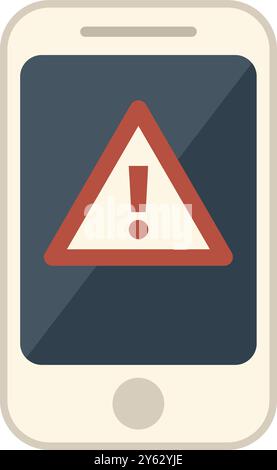 Smartphone zeigt ein rotes Dreieck-Warnschild mit einem Ausrufezeichen an, das auf ein potenzielles Problem oder eine Warnung hinweist Stock Vektor