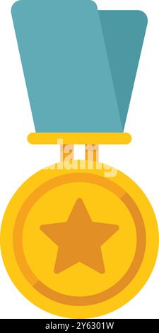 Die goldene Medaille mit einem Stern steht für Sieg und Erfolg Stock Vektor