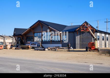 Churchill Manitoba, September 2024, Bauarbeiten am luxuriösen Blueberry Inn Hotel Resort, zur Eröffnung im Herbst. Stockfoto