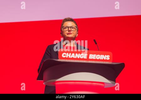 Liverpool, Großbritannien. SEPTEMBER 2024. BEV Craig, Vorsitzender des Stadtrates von Manchester, spricht auf der Labour Party-Konferenz. Credit Milo Chandler/Alamy Live News Stockfoto