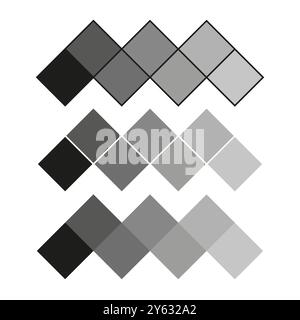 Einfarbige Diamantformen, Farbverlauf. Abstraktes geometrisches Muster in Graustufen. Stilvolle Vektorkunst. Stock Vektor