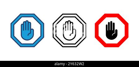 Stopp-Symbolvektor. Straßenschild anhalten. Vektor des Handstoppsymbols Stock Vektor
