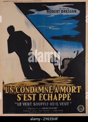 Filmposter A man Escape or the Wind Bloweth Where IT Listeth von Robert Bresson. Museum: PRIVATE SAMMLUNG. Autor: Guy Gérard Noël. Stockfoto