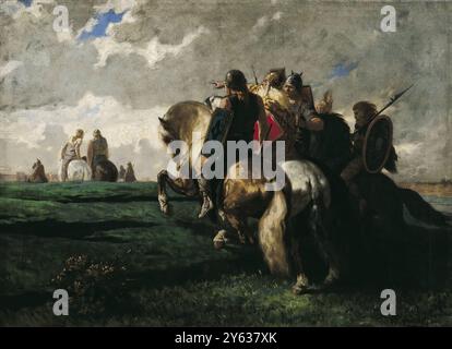 Gallier vor Rom. Museum: Musée des Beaux-Arts de Dunkerque. Autor: Evariste Vital Luminais. Stockfoto