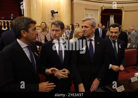 Madrid, 19.10.2023. Senatspalast. Auftritt der verschiedenen Regionalpräsidenten vor der Generalkommission der Autonomen Gemeinschaften des Senats in einer Debatte über die wirksame Anwendung der Gleichheitsgrundsätze vor dem Recht aller Spanier. Pere Aragonés, Alfonso Rueda, Juanma Moreno, Mañueco, Marga Prohens, Juan Espadas, Fernandez Vara... Foto: Jaime García. ARCHDC. Quelle: Album / Archivo ABC / Jaime García Stockfoto