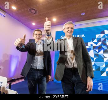 Santiago de Compostela, 19.02.2024. Sitzung des Verwaltungsrats der PP Gallego. Foto: Miguel Muñiz. Archdc. Quelle: Album / Archivo ABC / Miguel Muñiz Stockfoto